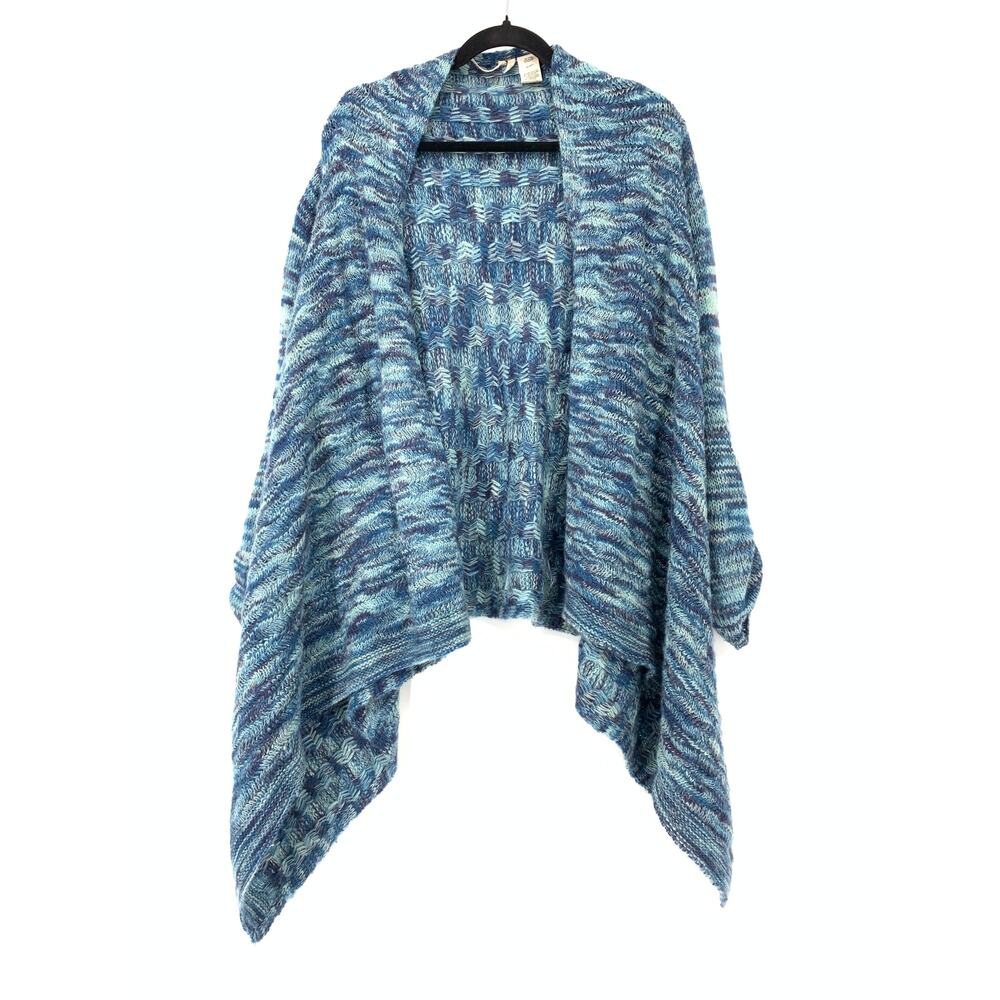 Soft Surroundings Sweater Women's Sz L Asymmetrical Draped Cardigan Blue